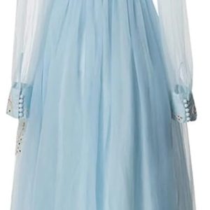 Women's Vintage Floral Embroidery Sequins Net Yarn Dress Flowy Maxi Party Evening Dresses