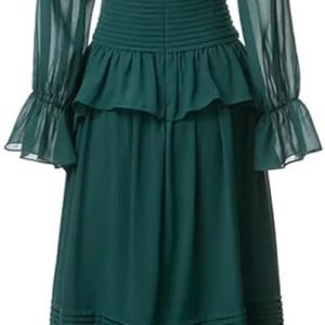 Women's Bohemian Holiday Party Dress Stand Collar Long Sleeve Ruffled Casual Elegant Maxi Dresses