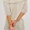 Women Y2K See Through Peplum Shirt Ruffle Lace Trim Buttons Tops Short Sleeve Doll Collar Babydoll Blouse Streetwear