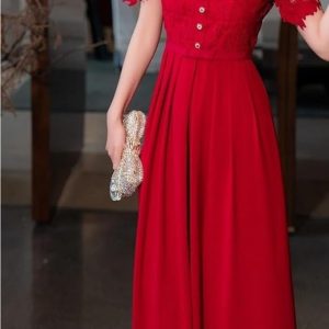 Women's Summer Lace Patchwork Dress Chic One Piece A-Line Holiday Vacation Party Midi Dresses