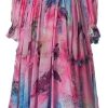 Women's Bohemian Floral Print Chiffon Dress Ruffles Flare Sleeve Eleagnt Party Prom Dresses