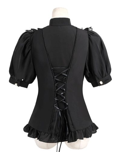 51wwcdnrdmL.jpg Victorian Blouse Womens Gothic Shirt Vintage Long Sleeve Lotus Ruffle Tops