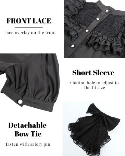 612ueKkLhEL.jpg Victorian Blouse Womens Gothic Shirt Vintage Long Sleeve Lotus Ruffle Tops