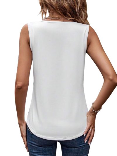 Womens Summer Tank Tops V Neck Sleeveless Loose Fit Summer Casual T-Shirts Blouses