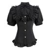 61DO7ql8bHL.jpg Victorian Blouse Womens Gothic Shirt Vintage Long Sleeve Lotus Ruffle Tops