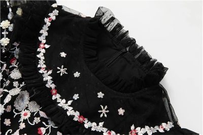 Women's Casual Vacation Dress Embroidery Sequins Net Yarn Cascading Ruffle Maxi Beach Party Dresses