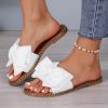 Women's Bow Knot Slides Open Toe Flat Sandals Summer Slip On Slippers
