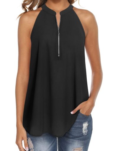 Womens Trendy Dressy Casual Sexy Tank Tops Sleeveless Chiffon Blouses