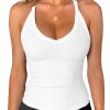 714XGcLOywL.jpg Womens Spaghetti Strap V-Neck Ribbed Tank Tops for Women 2025 Slim Fitted Soft Camisole Basic Layering Shirts