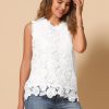 716rRLM6uL.jpg Sleeveless Lace Top for Women's Casual Flower Lace Tank Tops