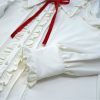 Lolita Women Ruffle Sailor Collar Blouse Shirt Kawaii Teen Bow Tie Cat Ears Fashion Button Front Junior Cute Tops