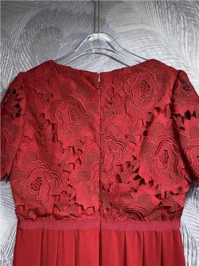 Women's Summer Lace Patchwork Dress Chic One Piece A-Line Holiday Vacation Party Midi Dresses