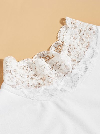 Dickey Detachable Lace Elegant Set Half Top Mock Blouse Collar Base Fake Collar Neck Cover for Women Girls