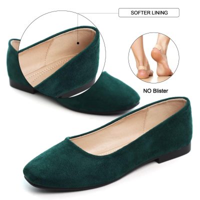 Flats for Women Comfortable Solid Color Soft Flats Square Toe Ballet Casual Work Shoes Dressy Slip-ons Loafers