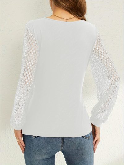 Long Sleeve Shirts for Women V Neck Lace Tops Dressy Business Casual Blouses Cross Wrap Sexy Tops Work Shirt
