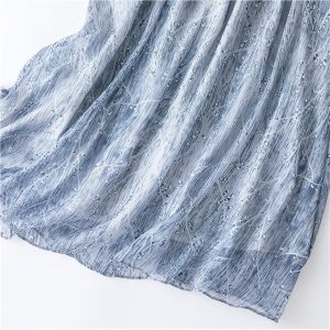 Boho Silk Dress Women Natural Sleeveless O Neck Lace Up Beach Dress Floral Printing Summer Maxi Dress(X-Large)