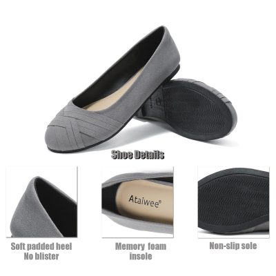 Women's Wide Width Flats Shoes - Casual Comfortable Round Toe Plus Size Ballet Shoes.