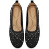 Ballets Flats for Women Dressy: Comfortable Soft Knit Work Flats Glitter Rhinestone Round Toe Casual Shoes for Office Wedding