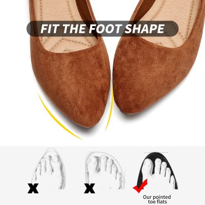 Women’s Black Flats Shoes Comfortable Suede Pointed Toe Slip On Casual Ballet Flats Dress Shoes Nude Flats