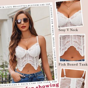 Lace Bralettes for Women Y2k Camisole Lingerie Adjustable Strap Crop Top