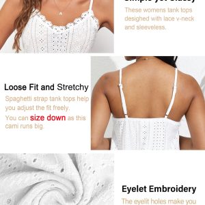 Camisole for Women V Neck Spaghetti Strap Tank Tops Sleeveless Blouses Loose Fit