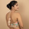 Women's Sequin Gold Embroidered Halter Neck Sleeveless Readymade Indian Saree Blouse E13