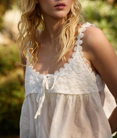 Women Lace Trim Tank Tops Y2k Tie Front Semi Sheer Crop Vest Cute Sleeveless Babydoll Cami Shirt