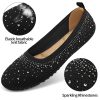 Ballets Flats for Women Dressy: Comfortable Soft Knit Work Flats Glitter Rhinestone Round Toe Casual Shoes for Office Wedding