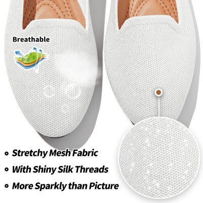 Women's Sparkly Flats Shoes Shiny Mesh Loafers Shoes Soft Memory Foam Flats