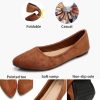 Women’s Black Flats Shoes Comfortable Suede Pointed Toe Slip On Casual Ballet Flats Dress Shoes Nude Flats