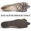 Women's Flats Shoes Rhinestone Pointed Toe Comfort Dressy Flat Silver Bowknot Casual Ballet Shoes