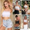 81xdyzTbL3L.jpg Lace Bralette for Women High Neck Camisoles Racerback Double-Layered Crop Top