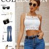 81xjcYhCeyL.jpg Lace Bralette for Women High Neck Camisoles Racerback Double-Layered Crop Top